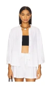 Eberjey Linen Blend Relaxed Sleeve Top In White