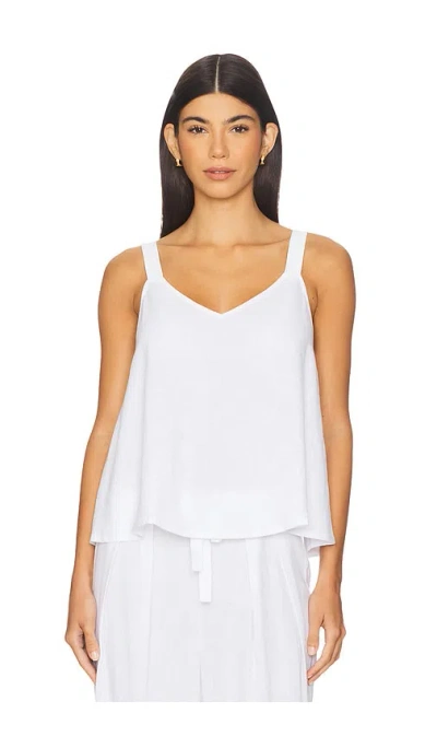 Eberjey Linen Blend V Neck Cami In White
