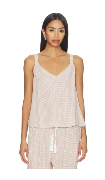Eberjey Linen Blend V Neck Cami Top In Multi