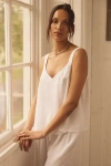 Eberjey Linen Blend V-neck Tank Top In White