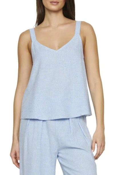 Eberjey Linen Blend V-neck Camisole In Blue