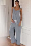 Eberjey Linen-blend Pants In Blue
