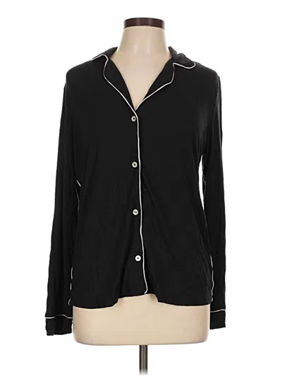 Pre-owned Eberjey Long Sleeve Blouse In Black