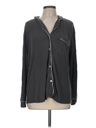 Pre-owned Eberjey Long Sleeve Button Down Shirt In Gray