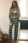 Eberjey Flannel Long Pj Set Tartan Plaid Forest Green In Multicolor