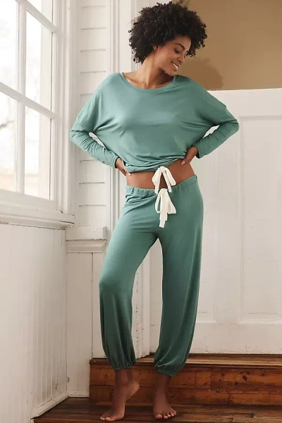 Eberjey Long-sleeve Slouchy Pj Set In Green