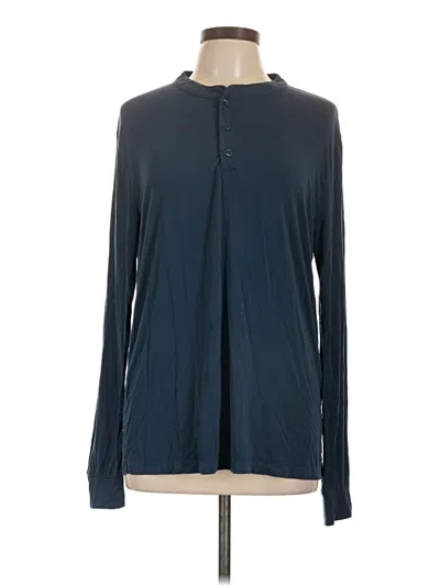 Pre-owned Eberjey Long Sleeve Top Blue Mock Neckline Tops
