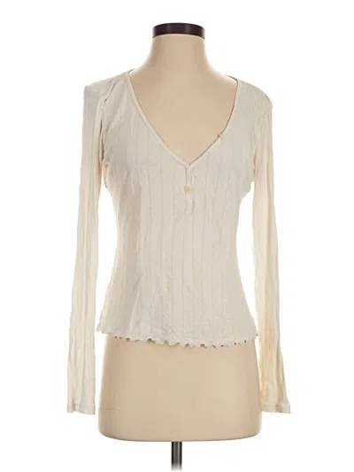 Pre-owned Eberjey Long Sleeve T-shirt In Ivory