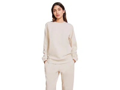 Eberjey Luxe Sweats - The Long Sweatshirt Women's Sweatshirt Botanical Oat: Sm In White