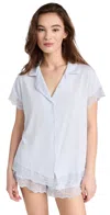 Eberjey Malou Lace-trim Short Pajama Set In Ice Blue