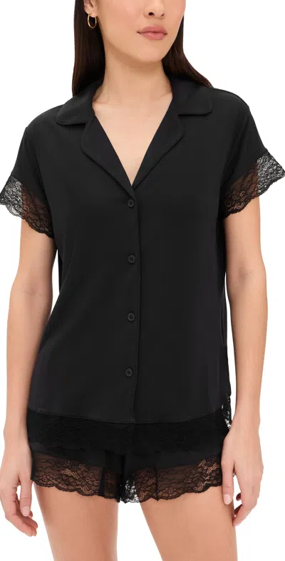 Eberjey Malou Lace-trim Pajamas Set In Black