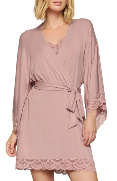 Eberjey Mariana Lace Trim Jersey Robe In Pink