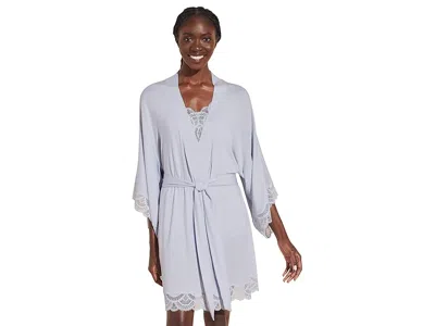 Eberjey Mariana Lace Trim Jersey Knit Robe In Ice Blue