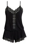 Eberjey Marry Me Dreamer Jersey Knit Teddy Romper In Black