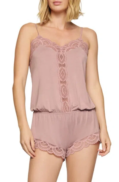 Eberjey Marry Me Dreamer Jersey Knit Teddy Romper In Woodrose