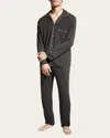 Eberjey William Contrast-piping Stretch-jersey Pyjama Set In Charcoal Heatherivory