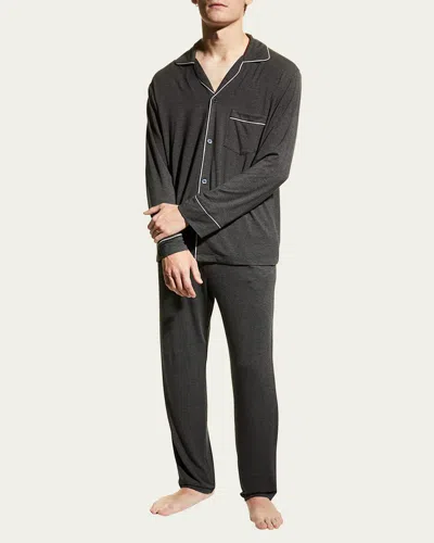 Eberjey Men's William Long-sleeve Pajama Set In Black