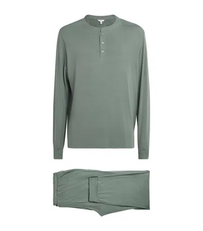 Eberjey Modal Henry Long Pyjama Set In Green