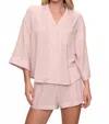 Eberjey Nautical Relaxed Short Pajama Set In Mauve Stripe In Pink