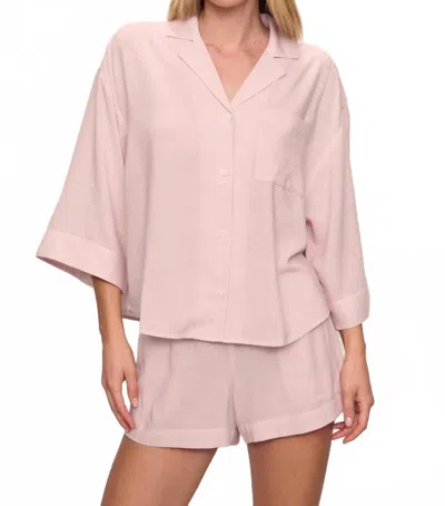 Eberjey Nautical Relaxed Short Pajama Set In Mauve Stripe In Pink