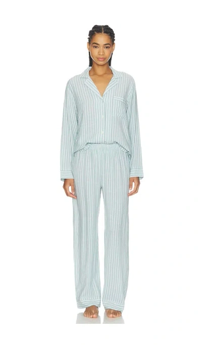 Eberjey Nautico Long Pajama Set In Blue