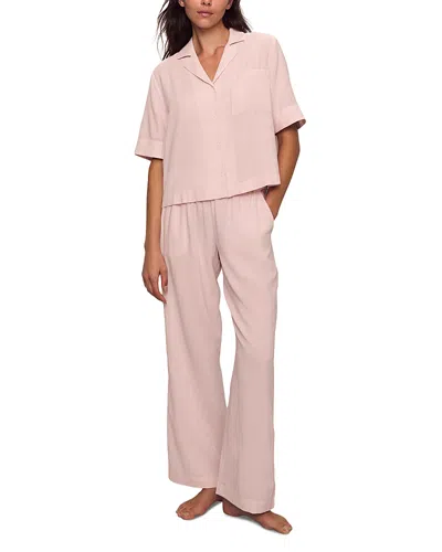Eberjey Nautico Relaxed Pajama Set In Feeder Stripe Pale Mauve/white