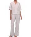 Eberjey Nautico Relaxed Short Sleeve Pajama Set In Peppercorn Stripe In Multi