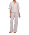 Eberjey Nautico Relaxed Short Sleeve Pajama Set In Peppercorn Stripe In Neutral