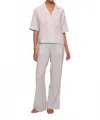 Eberjey Nautico Relaxed Short Sleeve Pajama Set In Peppercorn Stripe In White