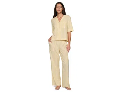 Eberjey Nautico Relaxed Short Sleeve Pants Pajama Set In Yellow
