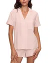 Eberjey Nautico Shortie Pajama Set In Pale Mauve/white
