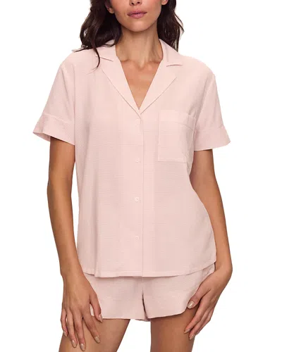 Eberjey Nautico Shortie Pajama Set In Pale Mauve/white