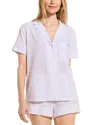 Eberjey Nautico Striped Shortie Pajama Set In White/lavender