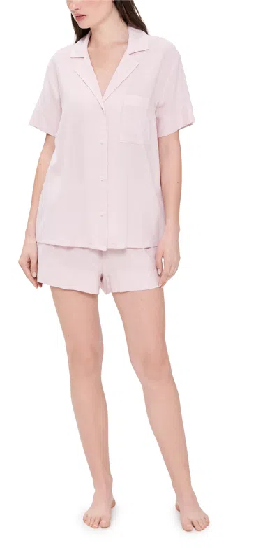 Eberjey Nautico Shortie Pj Set Feeder Stripes Pale Mauve/white