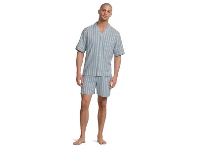 Eberjey Nautico Shorts Pj Set Men's Pajama Sets Classic Stripe Slate Blue/ivory: Md