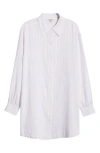 Eberjey Nautico Stripe Long Sleeve Nightshirt In White/lavender