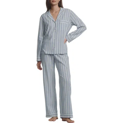 Eberjey Nautico Stripe Long Sleeve Top & Pants Pajamas In Blue