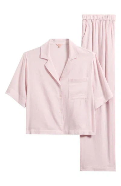Eberjey Nautico Stripe Pajamas In Pale Mauve/white