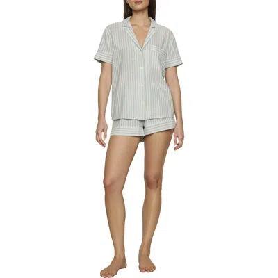 Eberjey Nautico Stripe Short Sleeve Shirt & Shorts Pajamas In Green