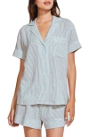 Eberjey Nautico Stripe Short Sleeve Shirt & Shorts Pajamas In White/ Forest Green