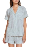 Eberjey Nautico Stripe Short Sleeve Shirt & Shorts Pajamas In White/forest Green