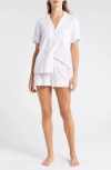 Eberjey Nautico Stripe Short Sleeve Shirt & Shorts Pajamas In White/ Lavender