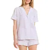 Eberjey Nautico Striped Shortie Pajama Set In White/lavender