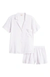 Eberjey Nautico Striped Shortie Pajama Set In White/lavender