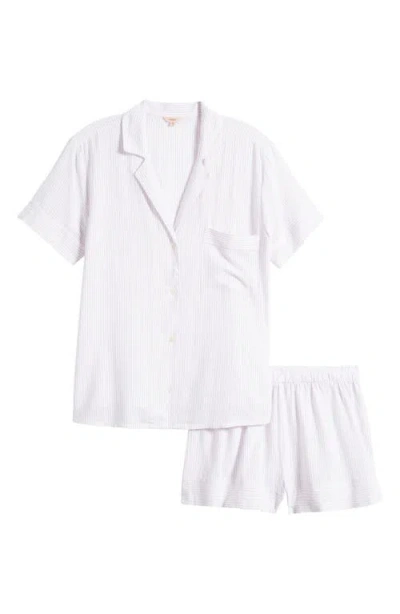 Eberjey Nautico Stripe Short Sleeve Shirt & Shorts Pajamas In White