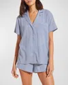 Eberjey Nautico Striped Shortie Pajama Set In Wedgewood Blue Wh