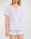 Eberjey Nautico Striped Shortie Pajama Set In White Lavender