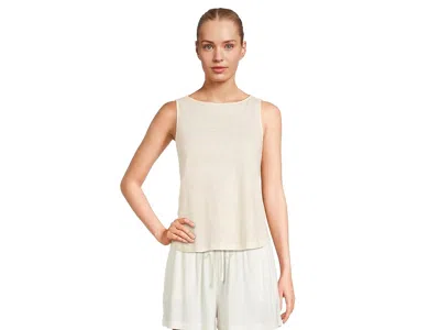 Eberjey Organic Linen Knit Boat Neck Crop Tank Top In White