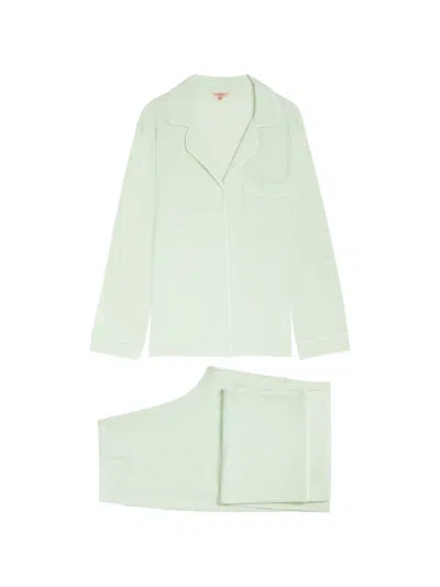 Eberjey Piped-trim Chest-pocket Pyjamas In Green