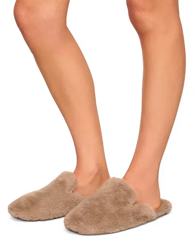 Eberjey Plush Faux Fur Mule Slippers In Brown